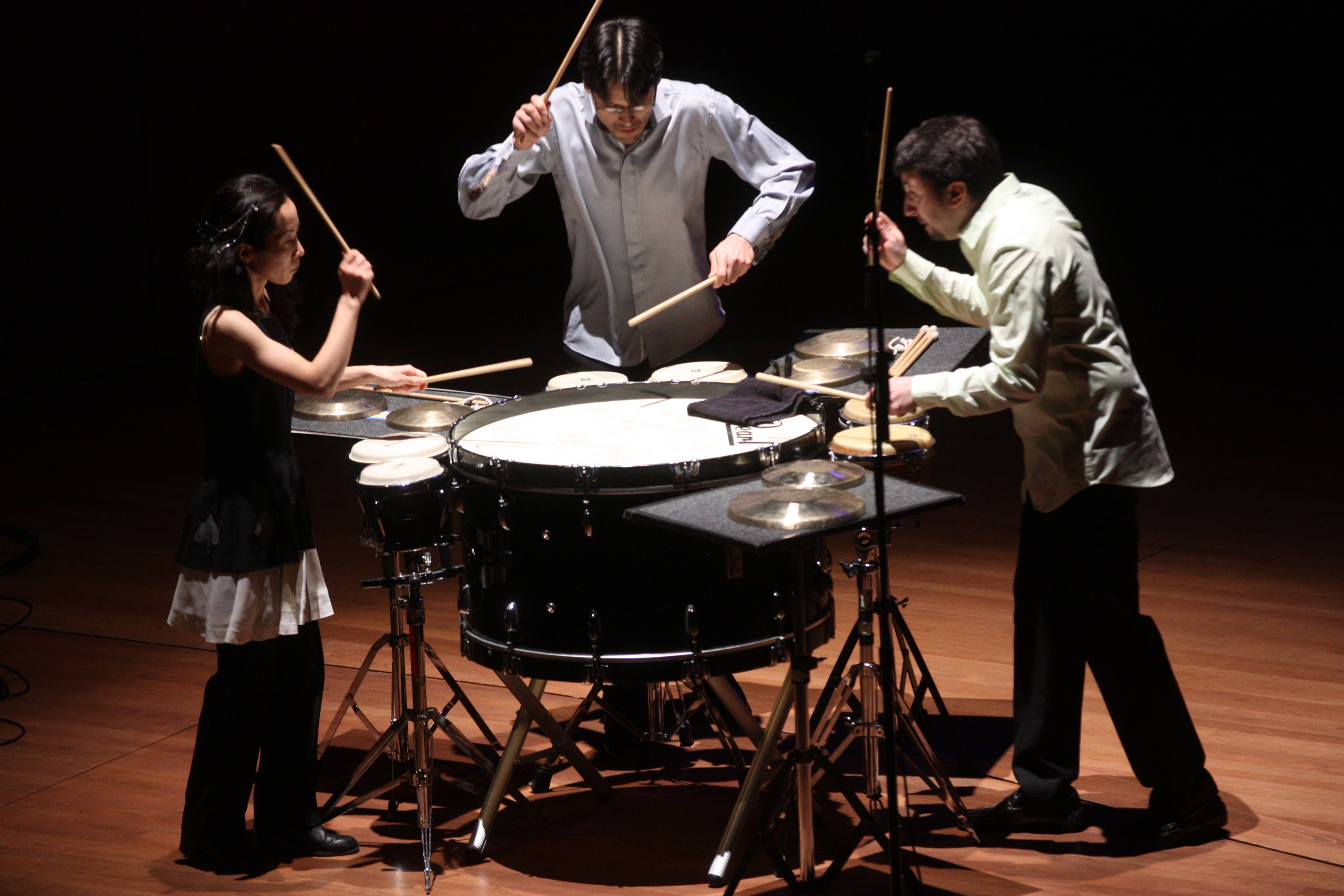 CCMSLC percussionists perform Steve Reich's "Drumming" Thursday night at the Harris Theater in Chicago. File photo: