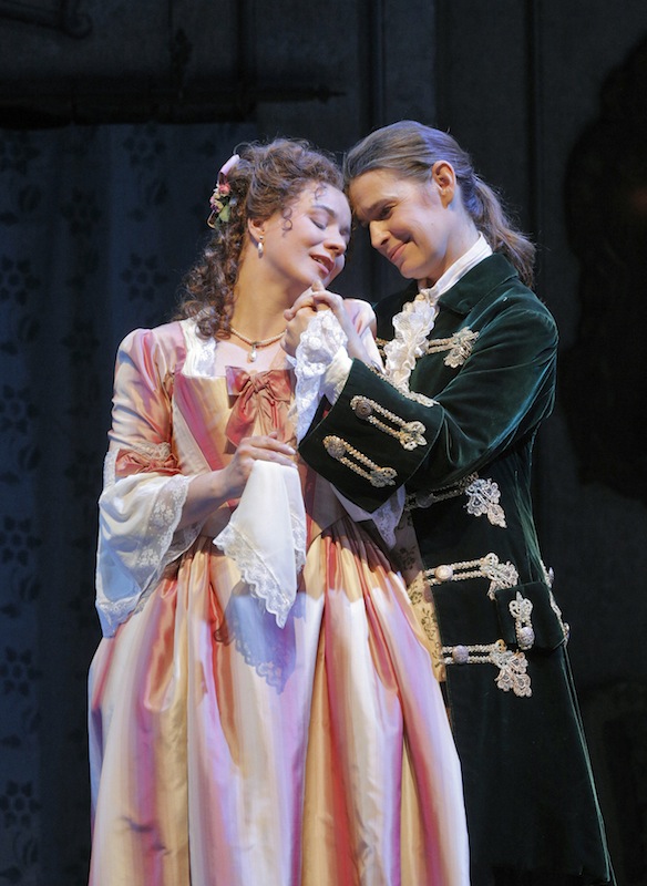 Christina Landshamer as Sophie and Sophie Koch as Octavian in Richard Strauss' s"Der Rosenkavalier" at Lyric Opera. Photo: Cory Weaver