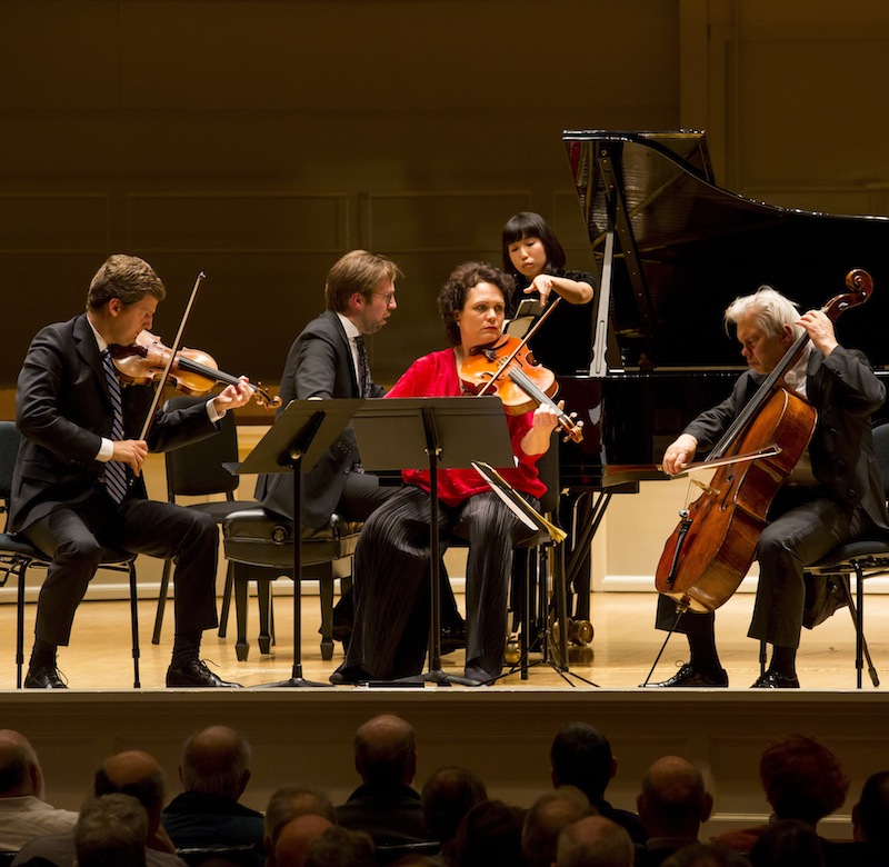Violinist James Ehnes, pianist Leif Ove Andsnes, violist Tabea Zimmermann and cellist Clemens Hagen performed Brahms' complete piano quartets Sunday at Symphony Center. Photo: Todd Rosenberg 