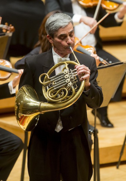 Daniel Gingrich performed Mozart's Horn Concerto No. 3 with Edo de Waart leading the Chicago Symphony Orchestra Thursday night. Photo: Todd Rosenberg