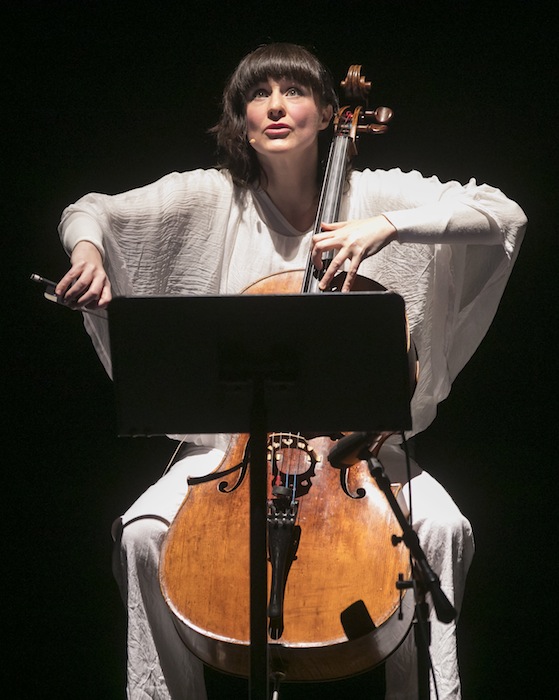 Katinka Kleijn performed the world premiere of Marcos Balter's "shadows of listening" at MusicNOW's Pierre Boulez tribute Monday night at the Harris Theater. Photo: Todd Rosenberg