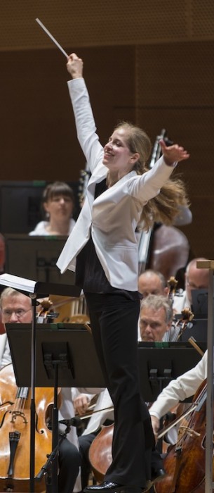 Karina Canellakis led the Grant Park Orchestra in music of Bernstein, Franck and Adams Wednesday night. Photo: Norman Timonera