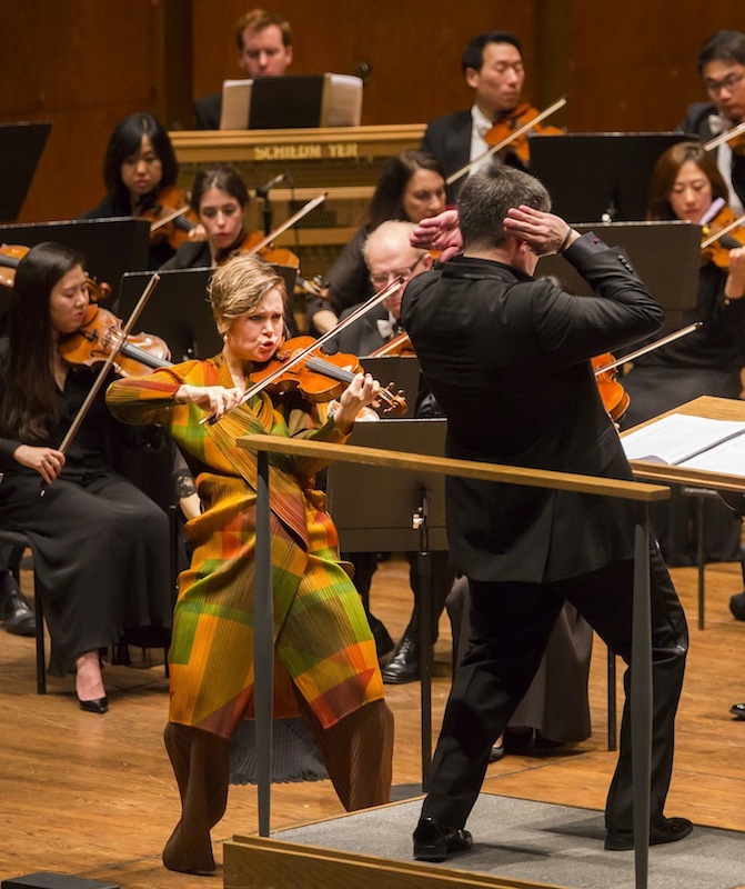 Leila Josefowicz performed the world premiere of John Adams' "Scheherazade.2" with Alan Gilbert and the New York Philharmonic Thursday night. Photo: Chris Lee. lan Gilbert co