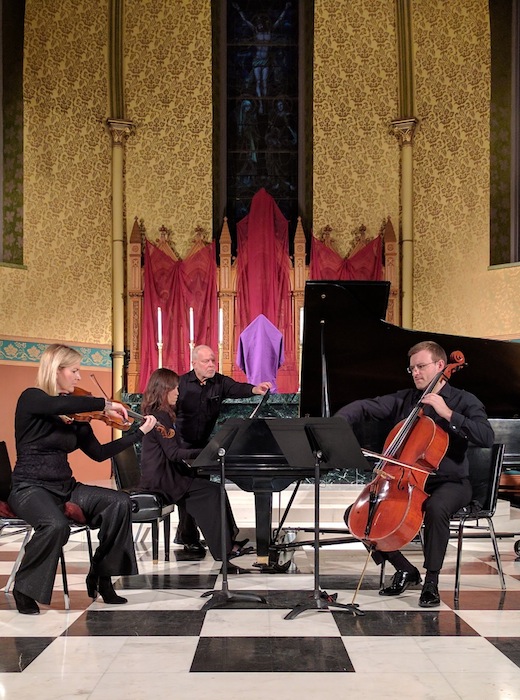 The Rembrandt Chamber Players (violist Carol Cook, cellist Calum Cook and pianist Jeanie Yu) performed Monday night at St. James Cathedral. Photo: Darren McNutt