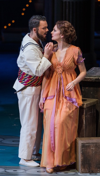 Joshua Hopkins as Guglielmo and Marianne Crebassa as Dorabella in Mozart's "Cosi fan tutte' at Lyric Opera. Photo: Andrew Cioffi
