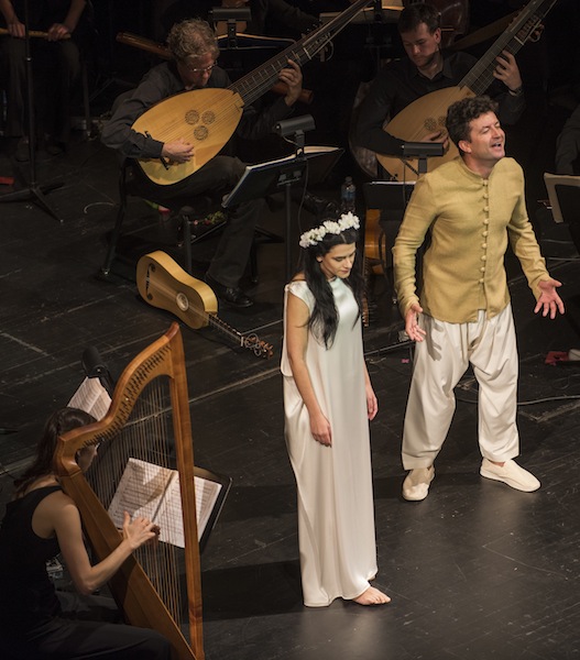 Krystian Adam as Orfeo and Hana Blazikova as Euridice in Monteverdi's "L'Orfeo" performed Thursday night at the Harris Theater. Photo: Michael Brosilow