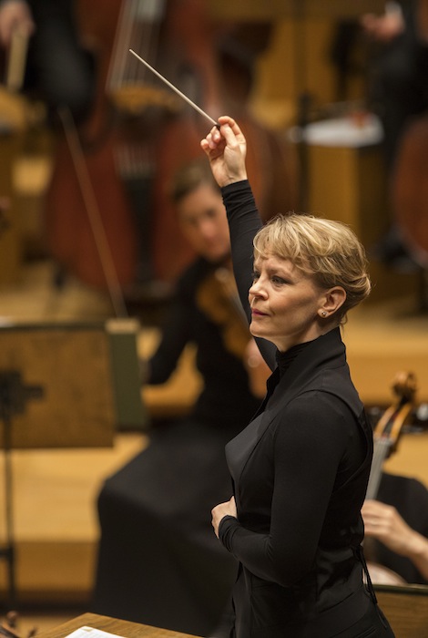 Susanna Malkki conducted the Chicago Symphony Orchestra in the world premiere of Melinda Wagner's "Proceed, Moon" Thursday night. Photo: Todd Rosenberg