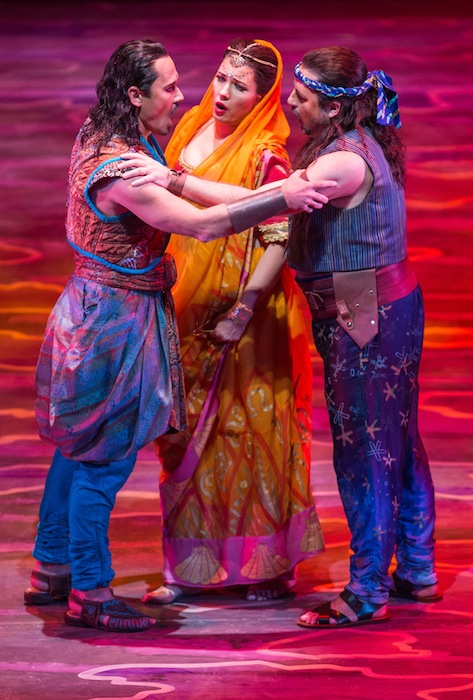 Mariusz Kwiecień, Marina Rebeka, and Matthew Polenzani in Bizet's "The Pearl Fishers" at Lyric Opera. Photo: Andrew Cioffi