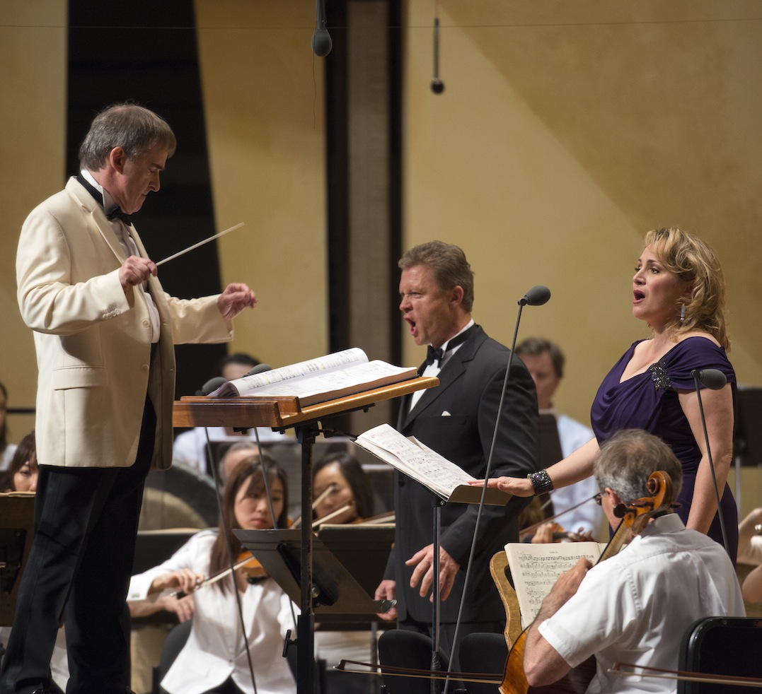 Patricia Racette and Egils Silins sing with James Conlon conducting the CSO in Strauss's "Salome" Saturday night at Ravinia. Photo: Patrick Gipson