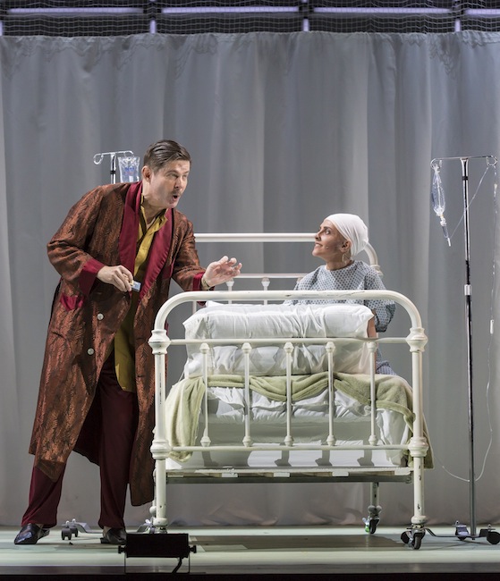 Justin Ryan as Walt Disney and Rana Ebrahimi as Josh in Philip Glass's "The Perfect American" at Chicago Opera Theater. Photo: Liz Lauren 