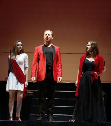 Valerie VInzant, Ryan MacPherson and Maeve Höglund in Chicago Opera Theater's production of Mozart's "Lucio Silla." Photo: Liz Lauren