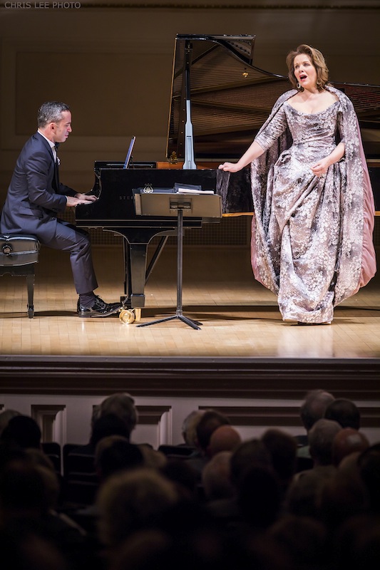 Renée Fleming and Inon Barnatan performed Monday night at Carnegie Hall. Photo: Chris Lee