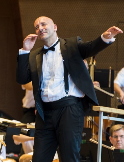 Conductor Emmanuel Villaume made his Grant Park Music Festival debut Friday night at the Pritzker Pavilion. Photo; Norman Timonera.