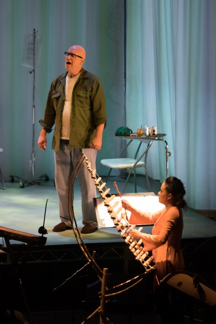 Tenor Rinde Eckert and instrumentalist Vân-Ánh Võ in Jonatahn Berger's "My Lai" Friday night at the Harris Theater. Photo: Johnny Knight