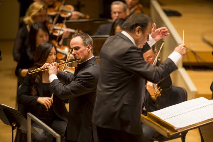 Mathieu Dufour performs the world premiere of Guillaume Connesson's "Pour sortie au jour" with Charles Dutoit and the CSO. photo: Todd Rosenberg.