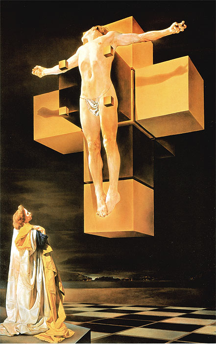 "Crucifixion (Corpus hypercubus)" 1954,by Salvador Dali.